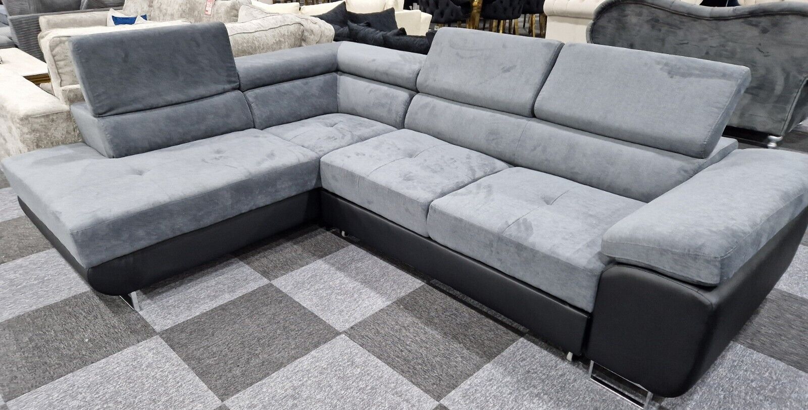 Anton sofa corner in Storage sofa Bed Black/Grey