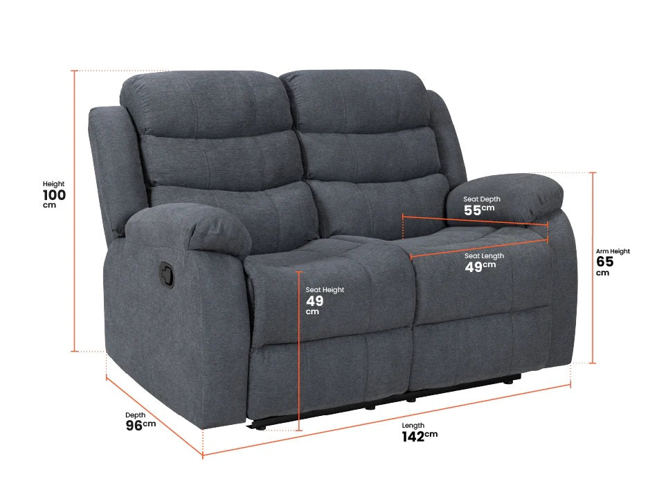 Sorrento 3seater + 2setaer Fabric sofa set in Grey