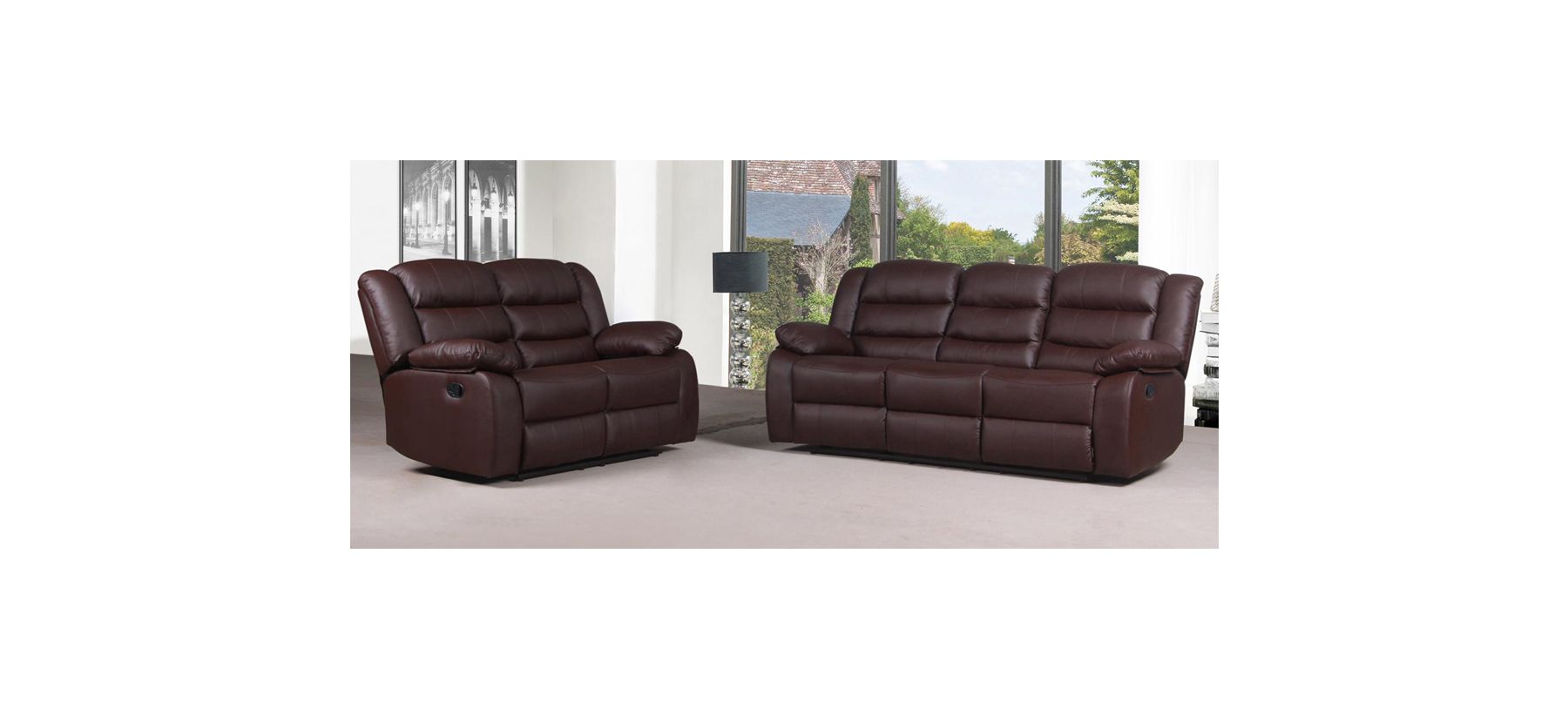 Roma Leather Recliner 3seater 2seater Sofa set With Drink Holder