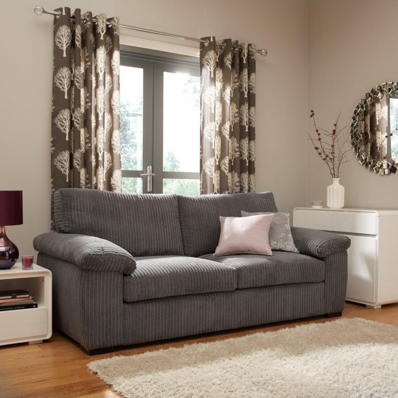 Amalfi Jumbo Cord 3 Seater Sofa Set in grey color