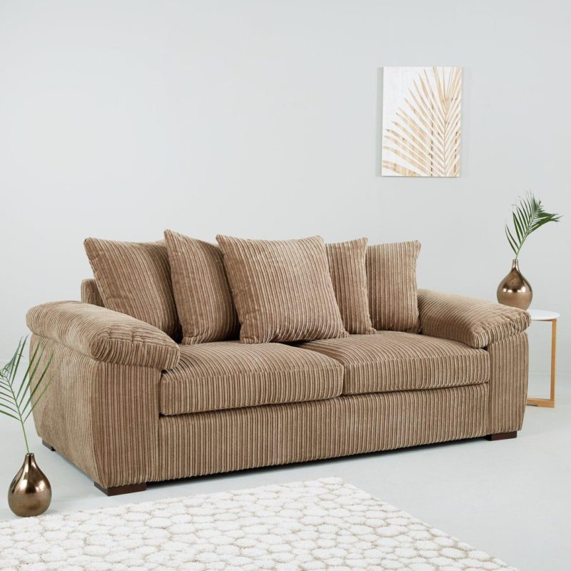 Amalfi Jumbo Cord 3 Seater Sofa Set in coffee color