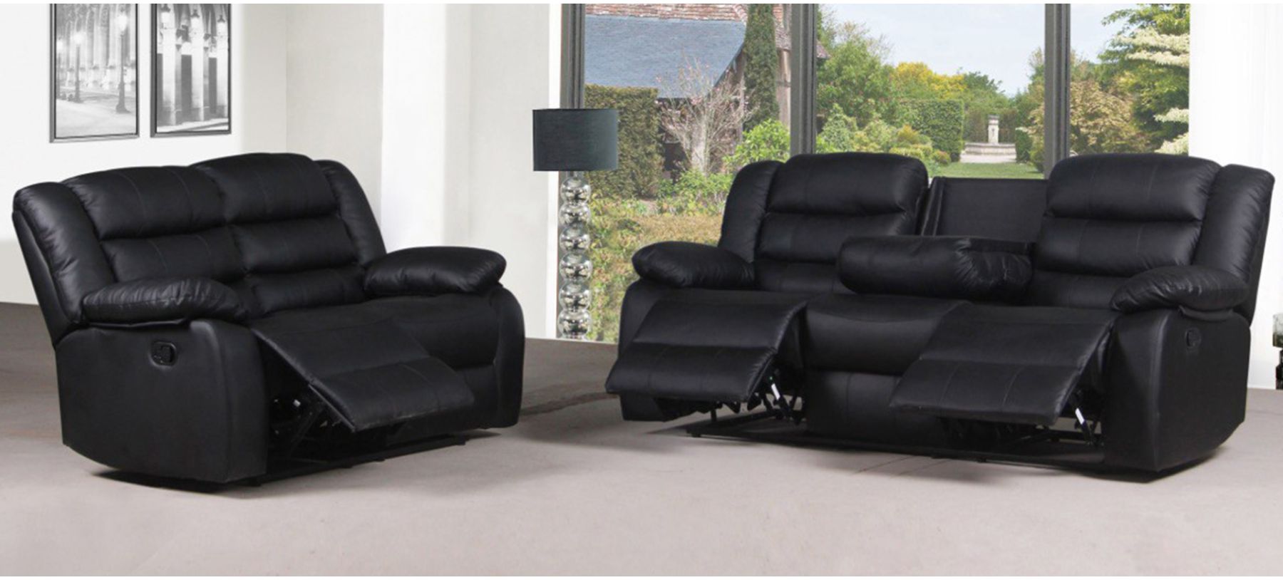 Roma Leather Recliner 3seater 2seater Sofa set With Drink Holder