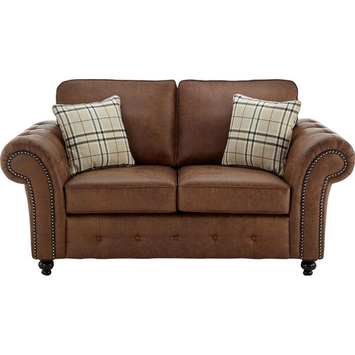 Oakland Suede Leather 2 Seater Sofa in Brown color