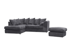 Hannah Jumbo Cord Corner Sofa With Pouffe/Footstool