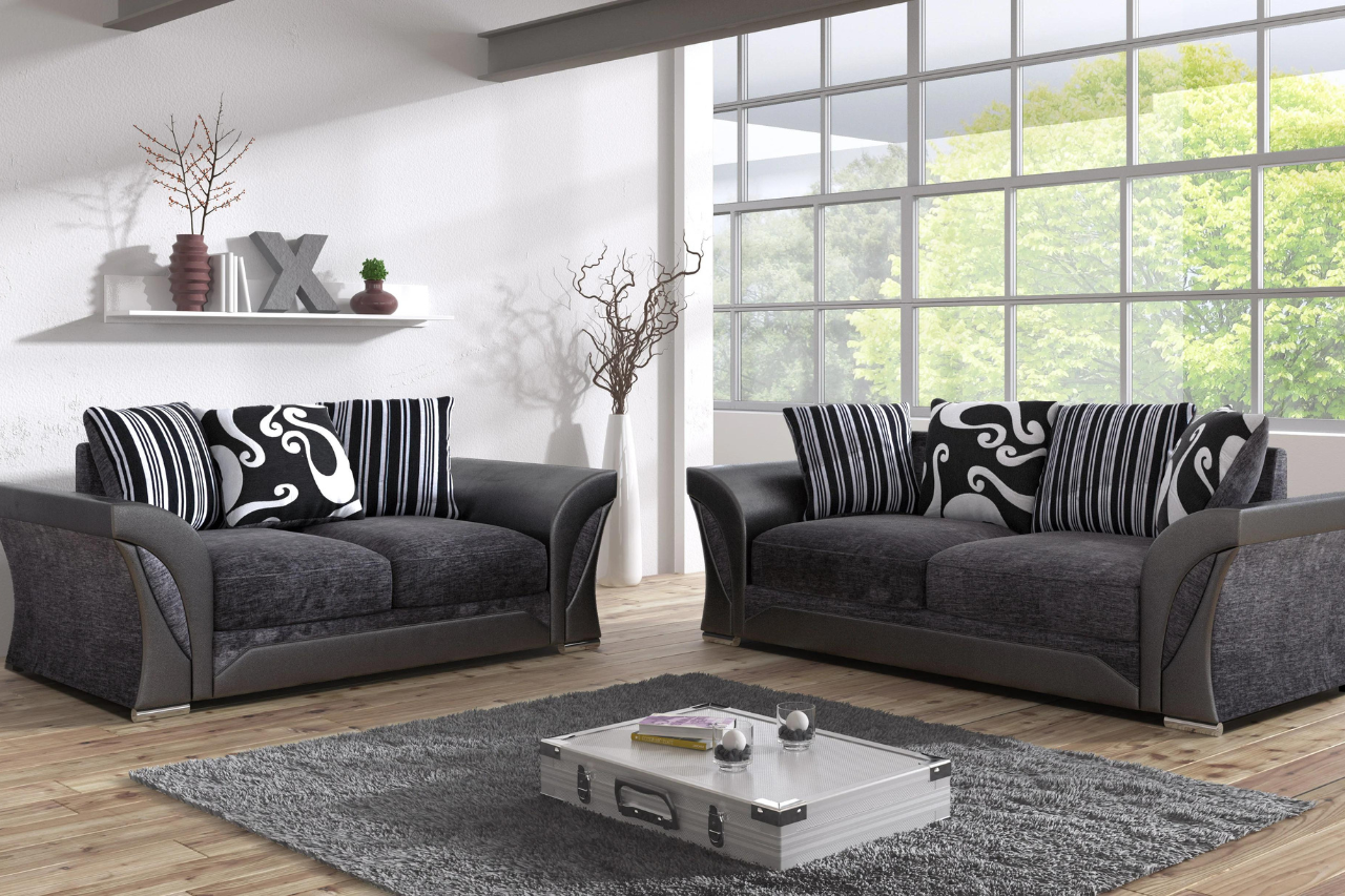 SHANNON 3 SEATER + 2 SEATER GREY & BLACK