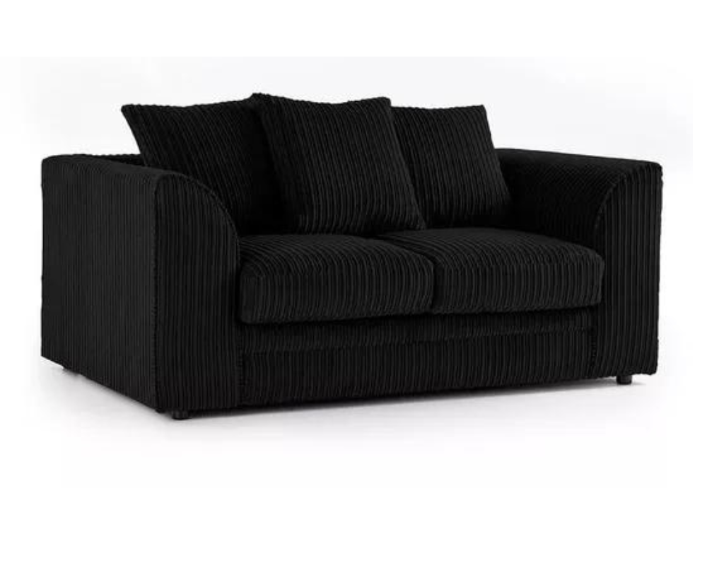 Hannah Jumbo Cord 2 Seater Sofa with -Scatter Back in black color