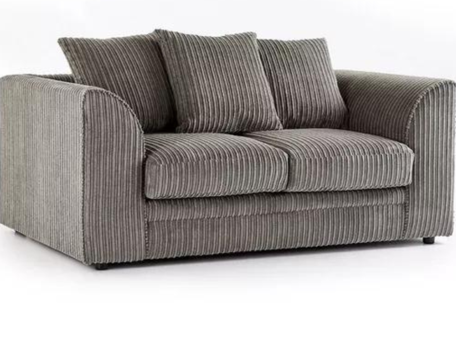 Hannah Jumbo Cord 2 Seater Sofa with -Scatter Back in grey color