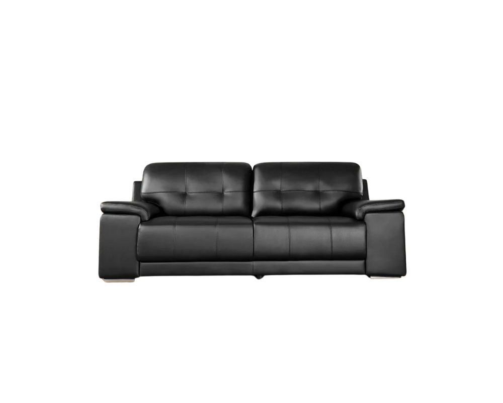 Kansas Leather 3+2 Seater Sofa Set in Black