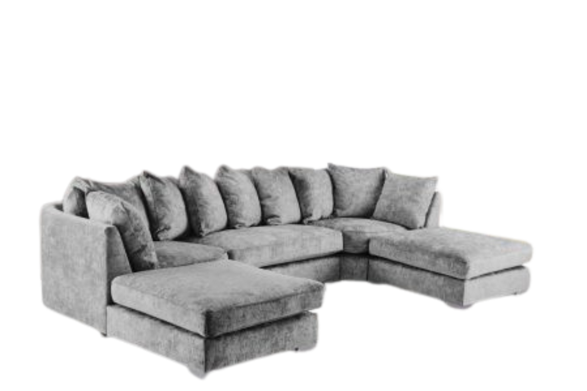 Bishop Luxe Soft Chenille U-Shape Scatter Back Corner Sofa (Grey)