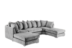 Bishop Luxe Soft Chenille U-Shape Scatter Back Corner Sofa (Grey)