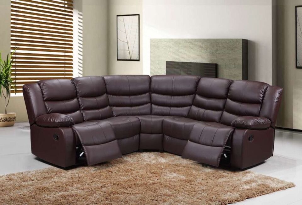 Roma Leather Recliner Corner sofa set