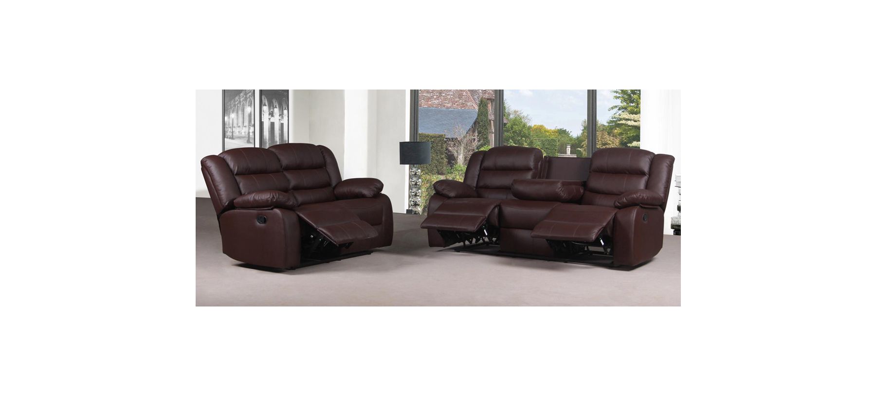 Roma Leather Recliner 3seater 2seater Sofa set With Drink Holder