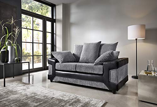 Dino 2 Seater Sofa Set in Black & Grey