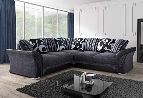 Shannon Large Corner Sofa Black & Grey