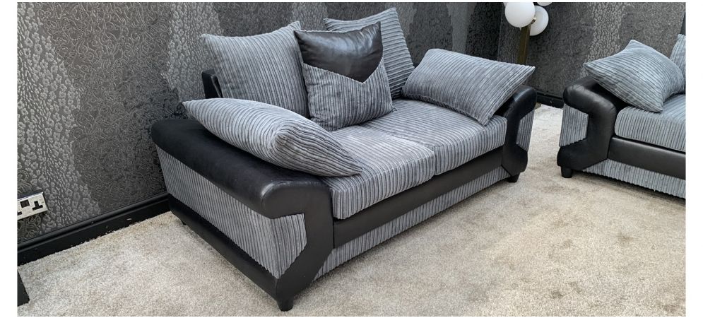 Dino 2 Seater Sofa Set in Black & Grey