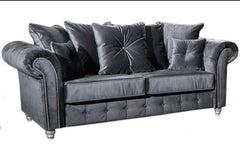 Zoey Plush 3+2 Seater sofa Grey-Button Arms