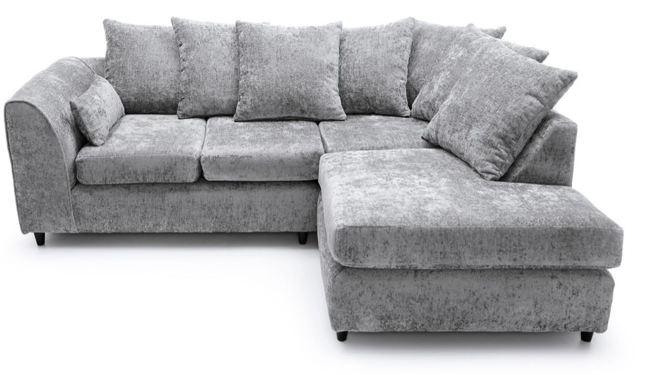 Elite Chenille Corner Sofa Set (Silver Shark)