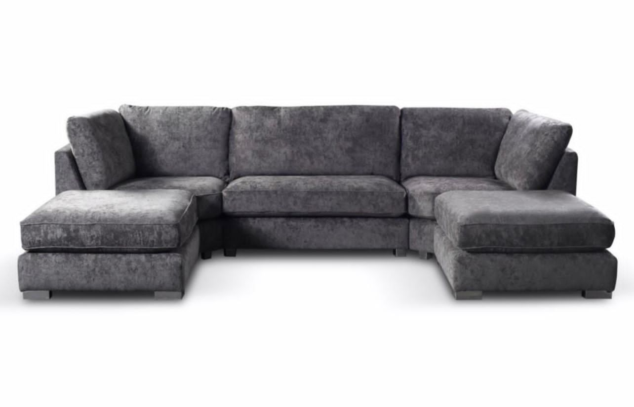 U-Shape High Back Corner Sofa - Grey