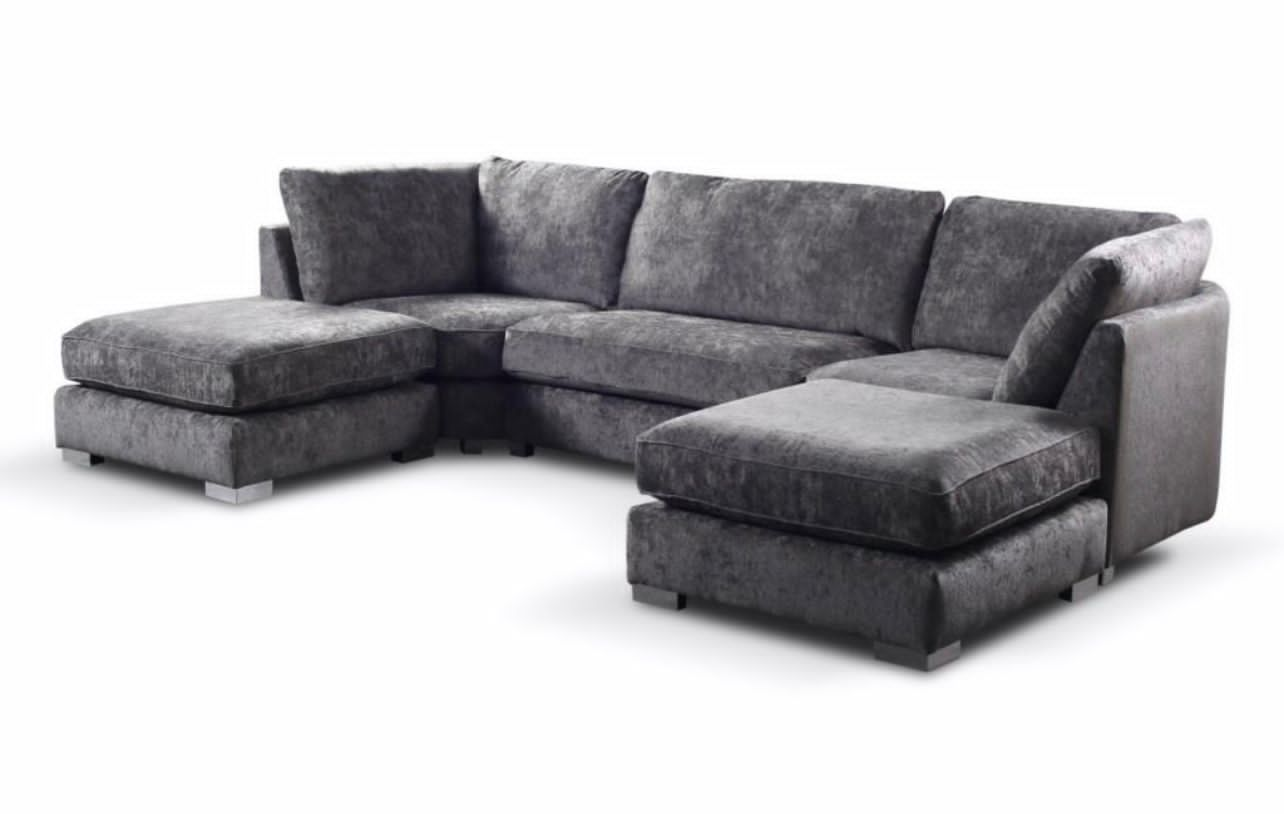 U-Shape High Back Corner Sofa - Grey