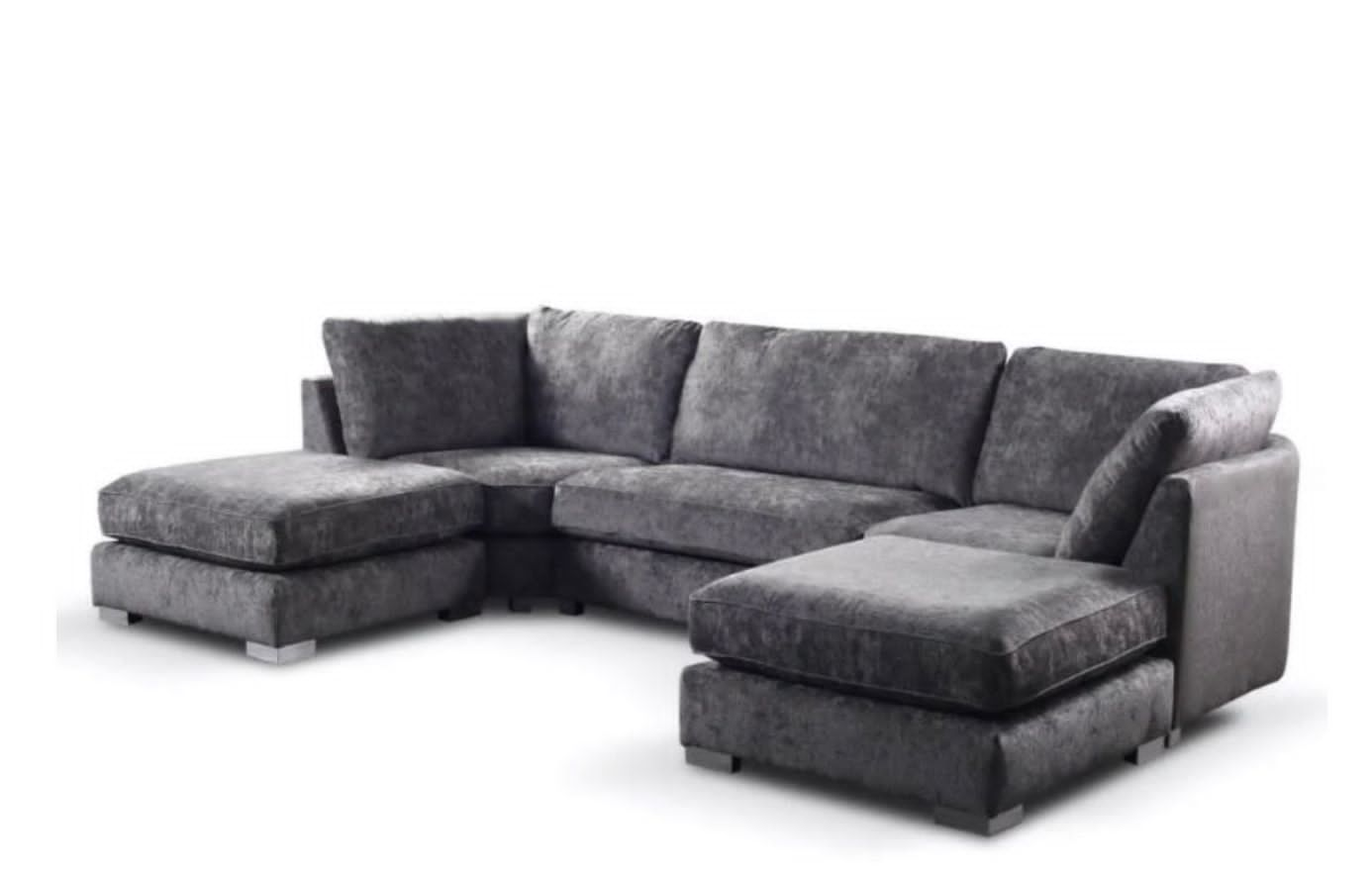 U-Shape High Back Corner Sofa - Grey