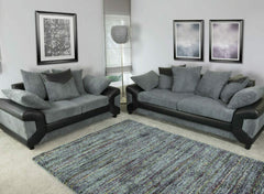 Dino 3 Seater + 2 Seater Sofa Set in Black & Grey Jumbo Cord