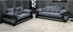 Dino 3 Seater + 2 Seater Sofa Set in Black & Grey Jumbo Cord