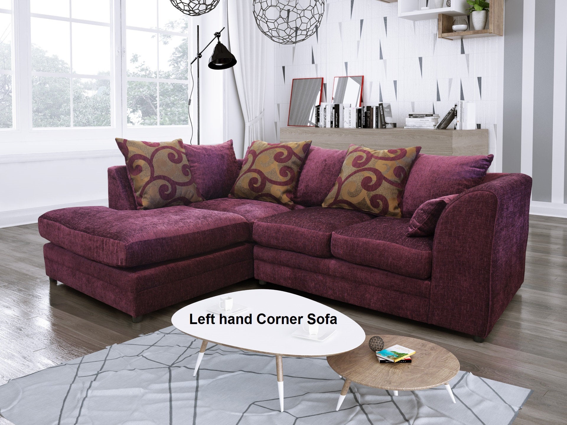 Zina Chenille Fabric Corner Sofa