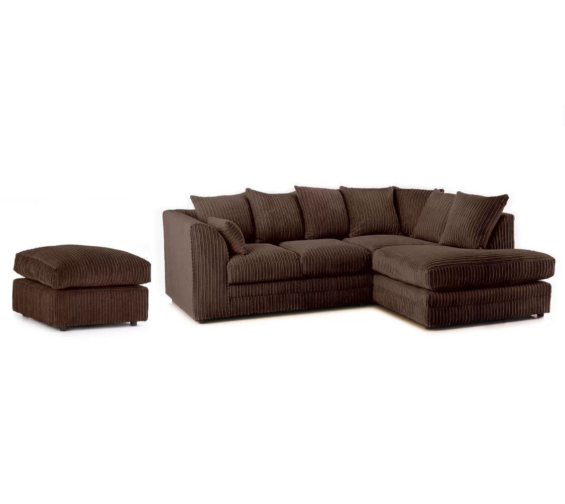 Hannah Jumbo Cord Corner Sofa With Pouffe/Footstool