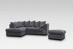 Hannah Jumbo Cord Corner Sofa With Pouffe/Footstool