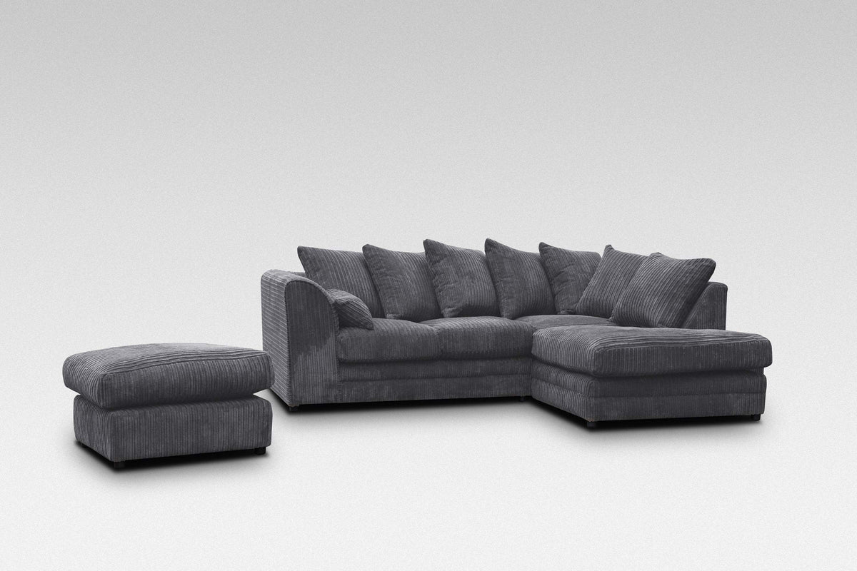 Hannah Jumbo Cord Corner Sofa With Pouffe/Footstool