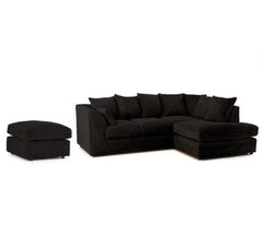 Hannah Jumbo Cord Corner Sofa With Pouffe/Footstool