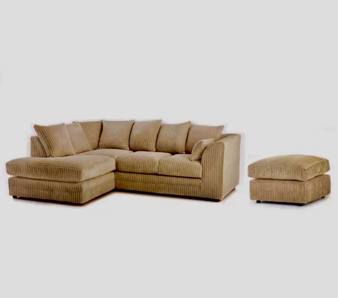 Hannah Jumbo Cord Corner Sofa With Pouffe/Footstool