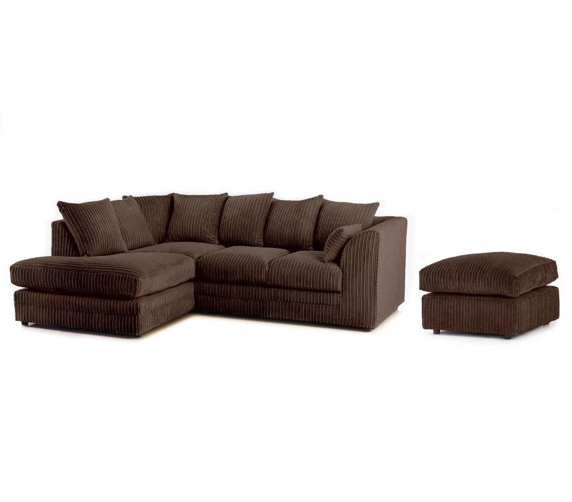 Hannah Jumbo Cord Corner Sofa With Pouffe/Footstool