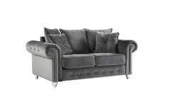 Zoe Plush 2 Seater sofa Grey-Button Arms