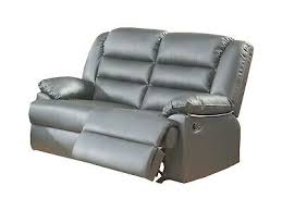 ROMA Leather Recliner 2 Seater sofa -Black/Grey