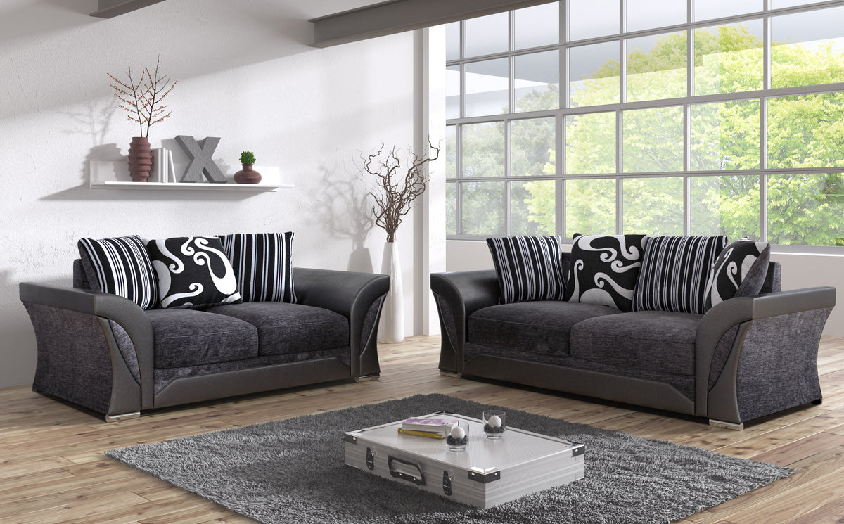 SHANNON 3 SEATER + 2 SEATER GREY & BLACK