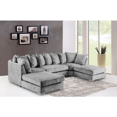 Bishop Luxe Soft Chenille U-shape Scatter Back Corner Sofa (grey 